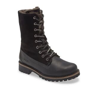 Bos and Co. Hazel Wool lined Waterproof Mid Lace-up Boot - Black Leather